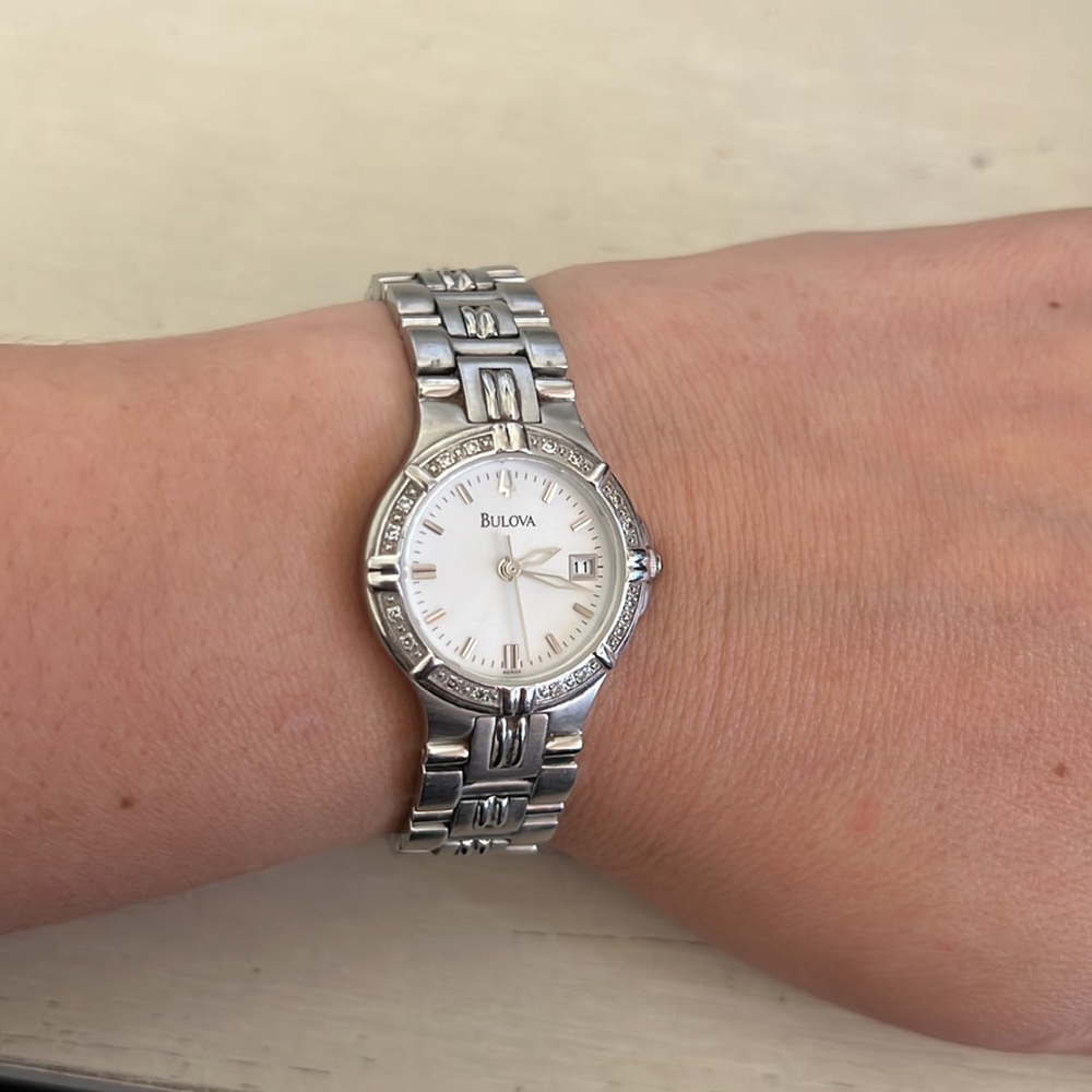 Bulova Women’s Silver Stainless Steel Watch with Diamond Accent - Picture 3 of 3